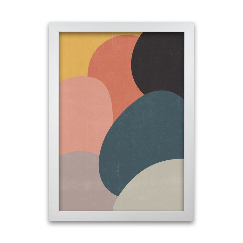 Colorful Abstract Shapes Original  A1 White Grain Frame