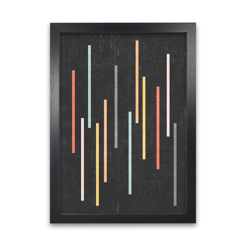 Colorful Lines on Black Grunge A1 Black Grain Frame