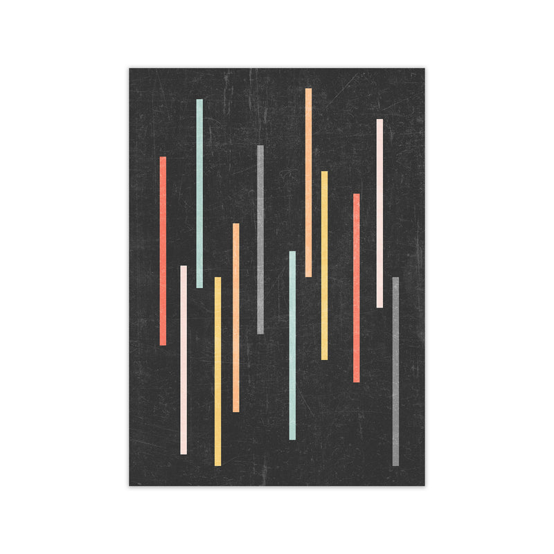 Colorful Lines on Black Grunge A1 Print Only