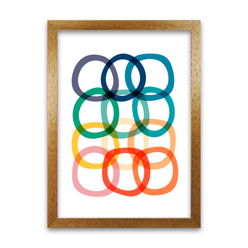 Colorful Rings Print   A1 Honey Oak Frame