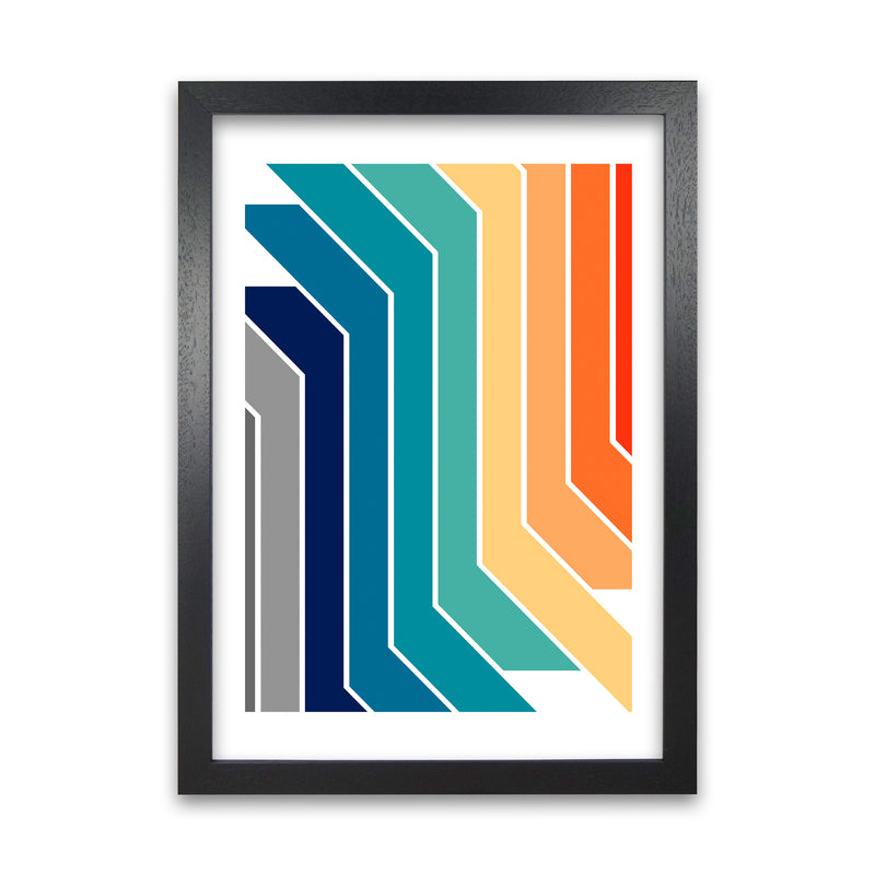 Modern Rainbow Stripes Original2  A1 Black Grain Frame