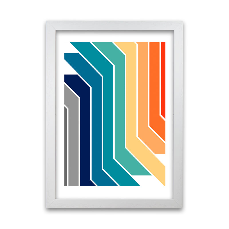 Modern Rainbow Stripes Original2  A1 White Grain Frame