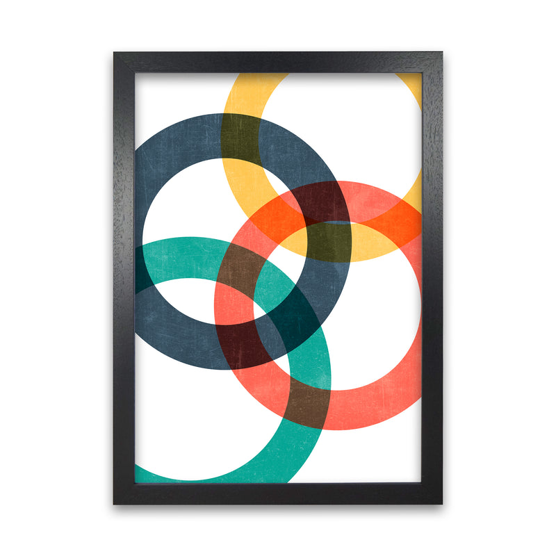 Multicolor Geometric Circles Wall Art A1 Black Grain Frame