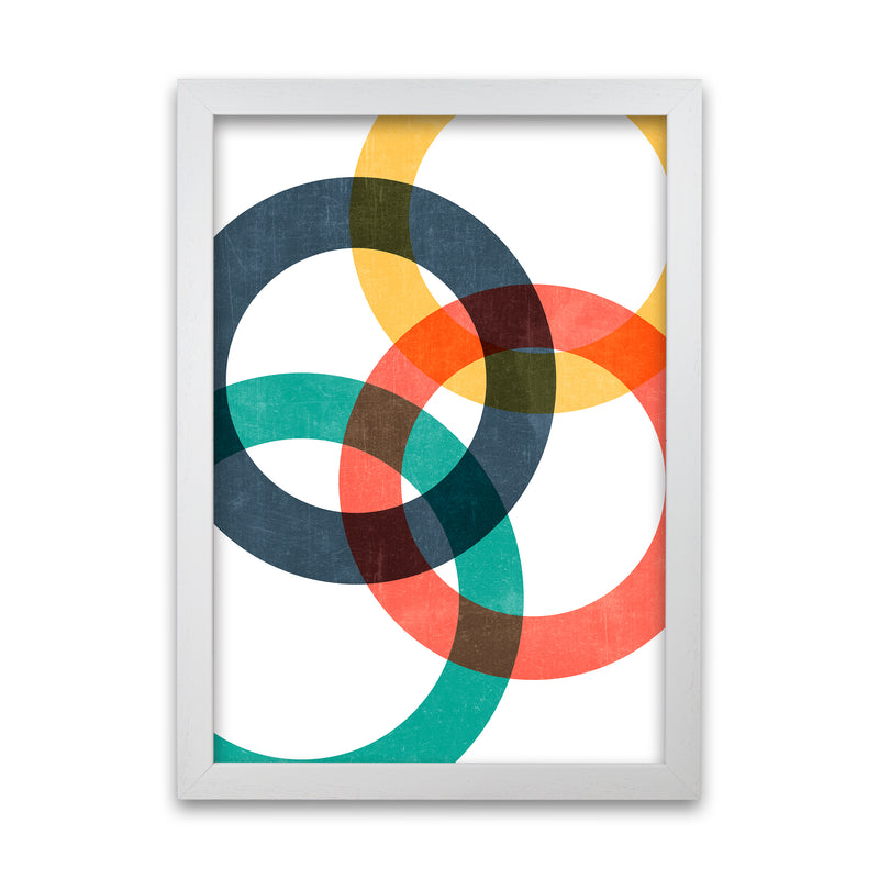 Multicolor Geometric Circles Wall Art A1 White Grain Frame
