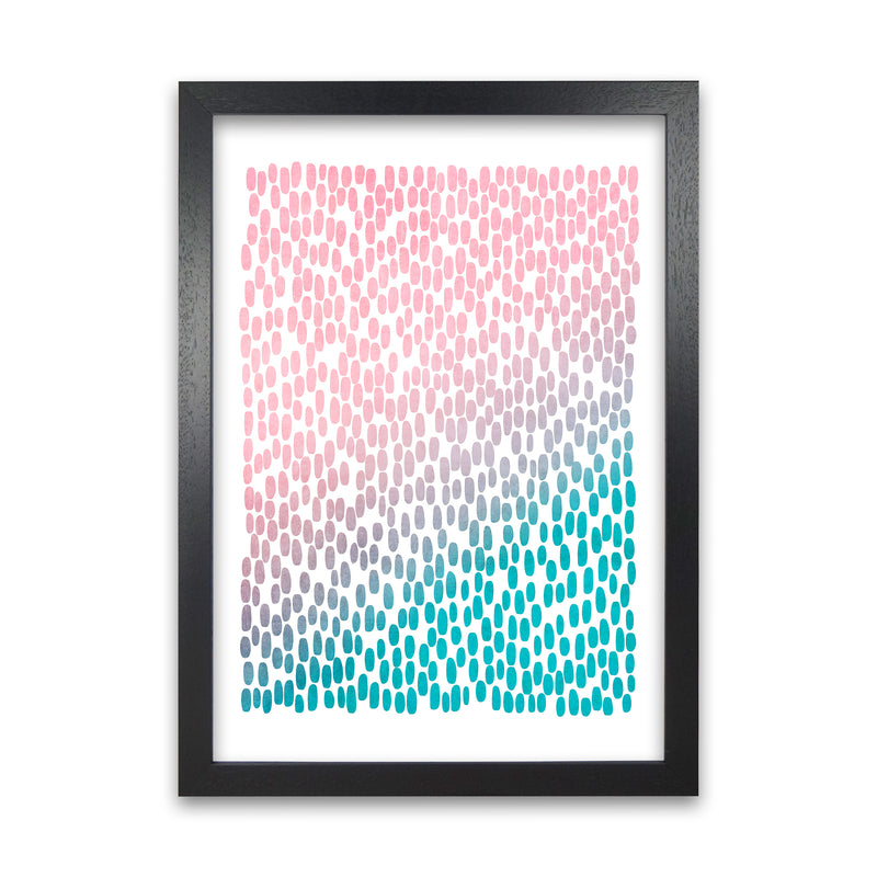 Pink and Blue Abstract Dots A1 Black Grain Frame