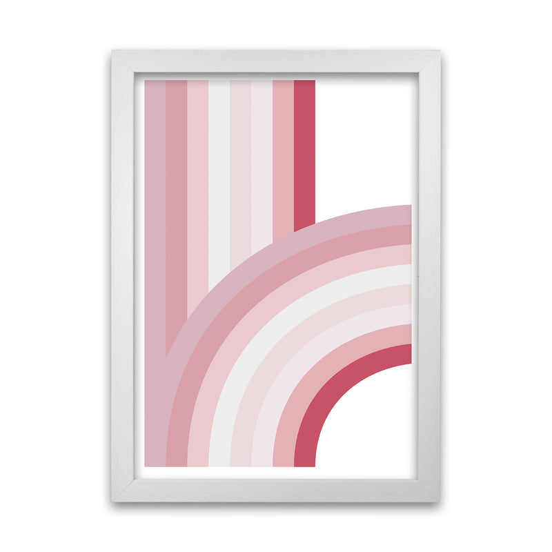 Pink Nursery Rainbow Wall Art A1 White Grain Frame