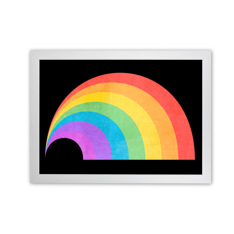 Rainbow and Black Horizontal Wall A1 White Grain Frame
