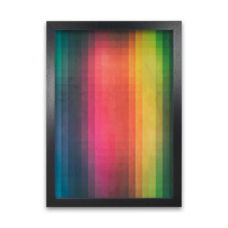 Rainbow Pixel Art Original  A1 Black Grain Frame