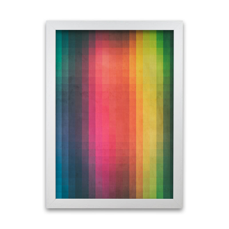 Rainbow Pixel Art Original  A1 White Grain Frame