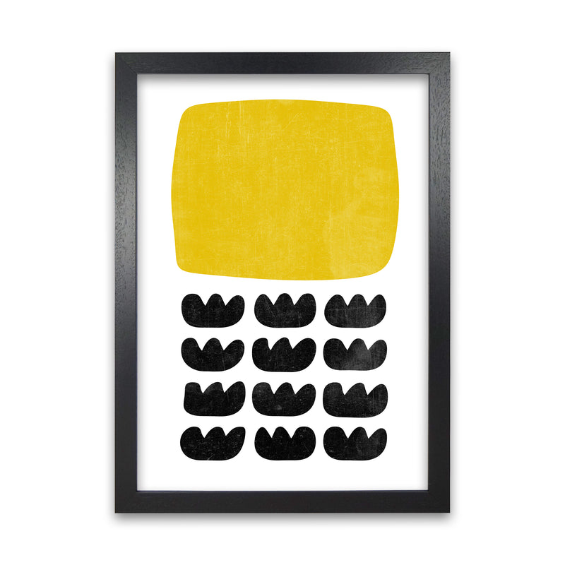 Yellow and Black Abstract Original A1 Black Grain Frame