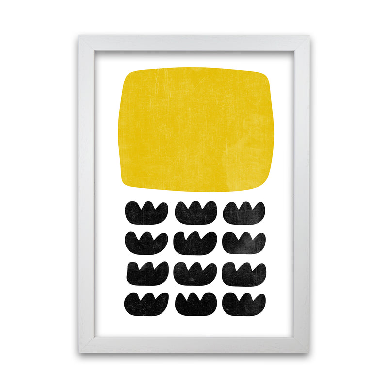 Yellow and Black Abstract Original A1 White Grain Frame