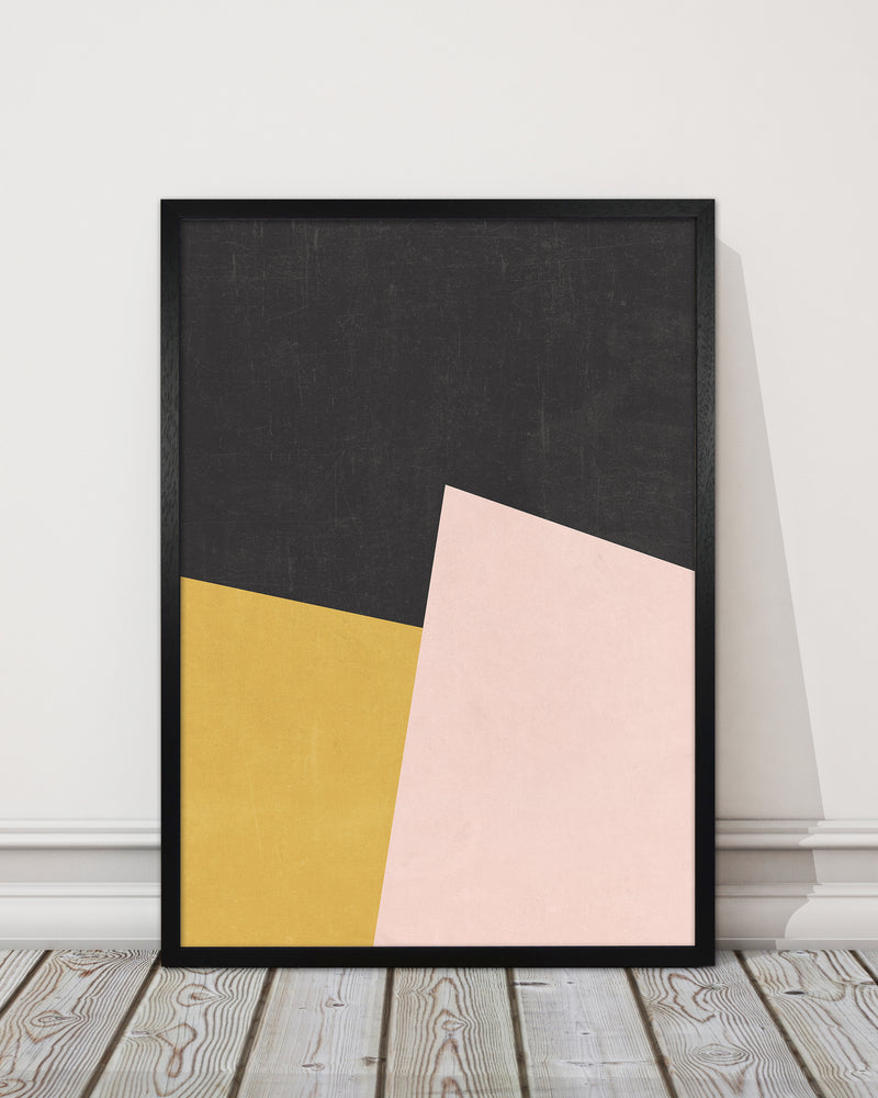 Yellow Pink and Black Abstract