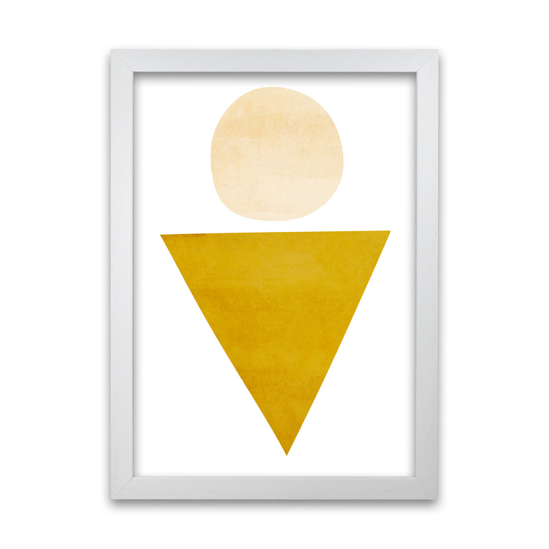 Yellow Triangle and Circle Original A1 White Grain Frame