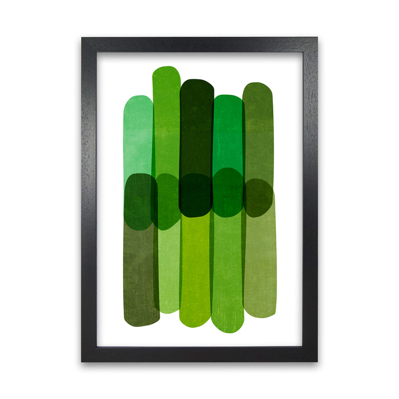 Green Abstract Wall Art Prints A1 Black Grain Frame