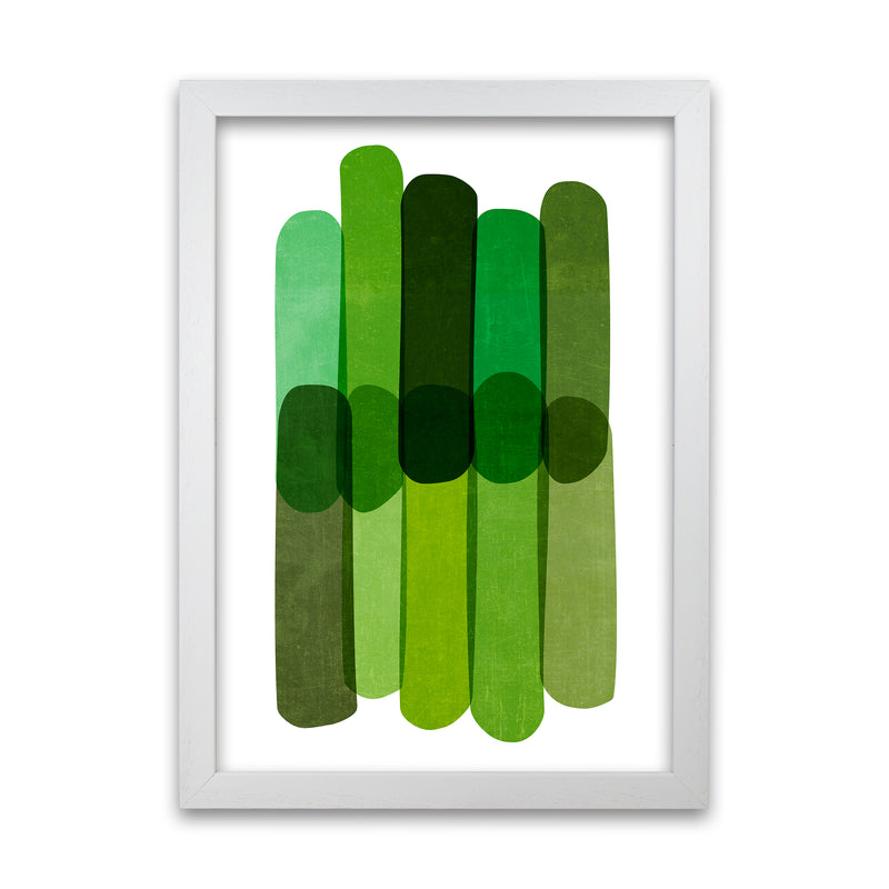 Green Abstract Wall Art Prints A1 White Grain Frame