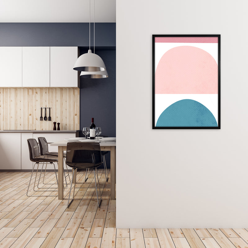 Abstract Blue and Pink Original A1 White Frame