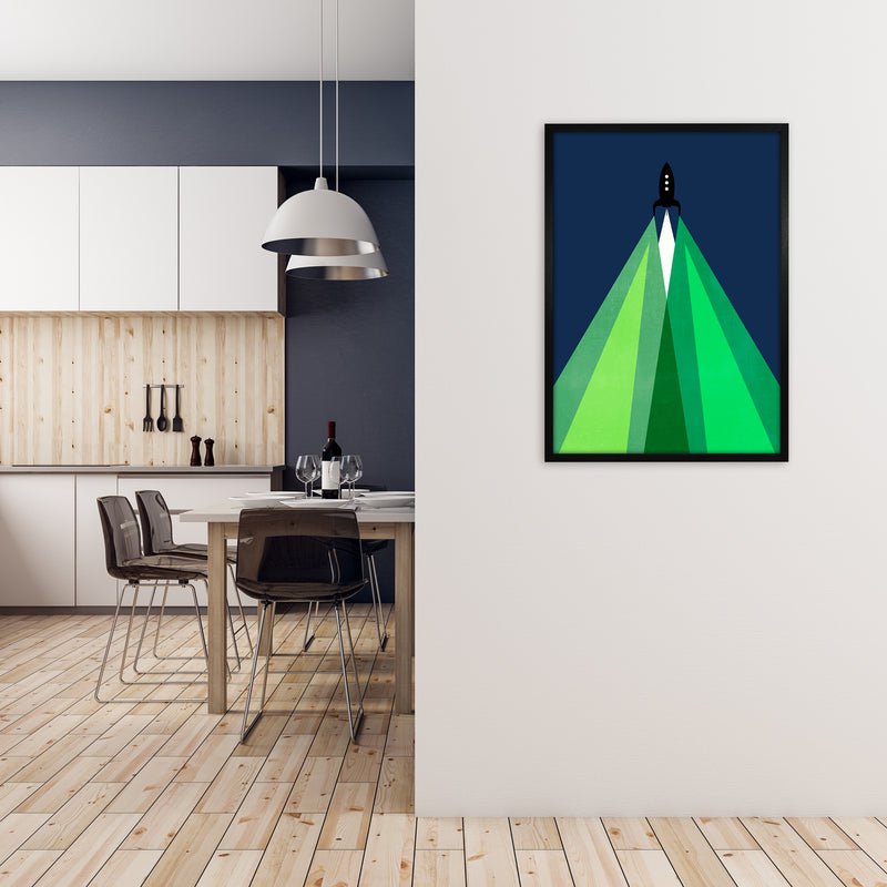 Green and Blue Kids Rocket A1 White Frame