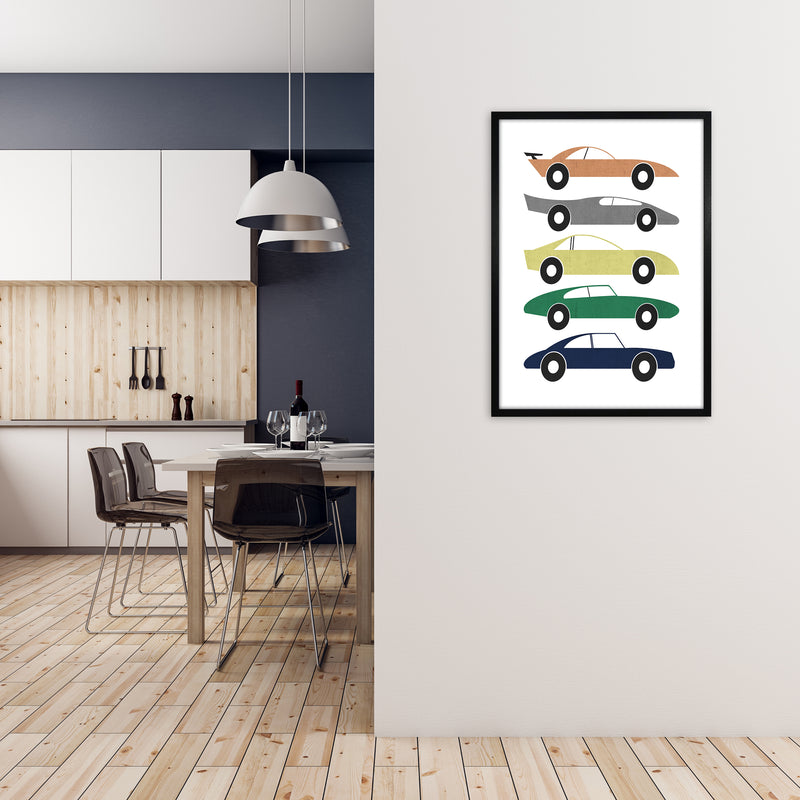 Muted Colours Car Wall Art A1 White Frame