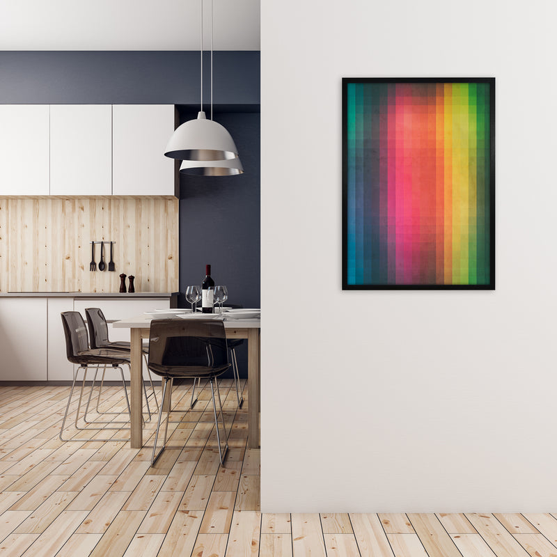 Rainbow Pixel Art Original A1 White Frame