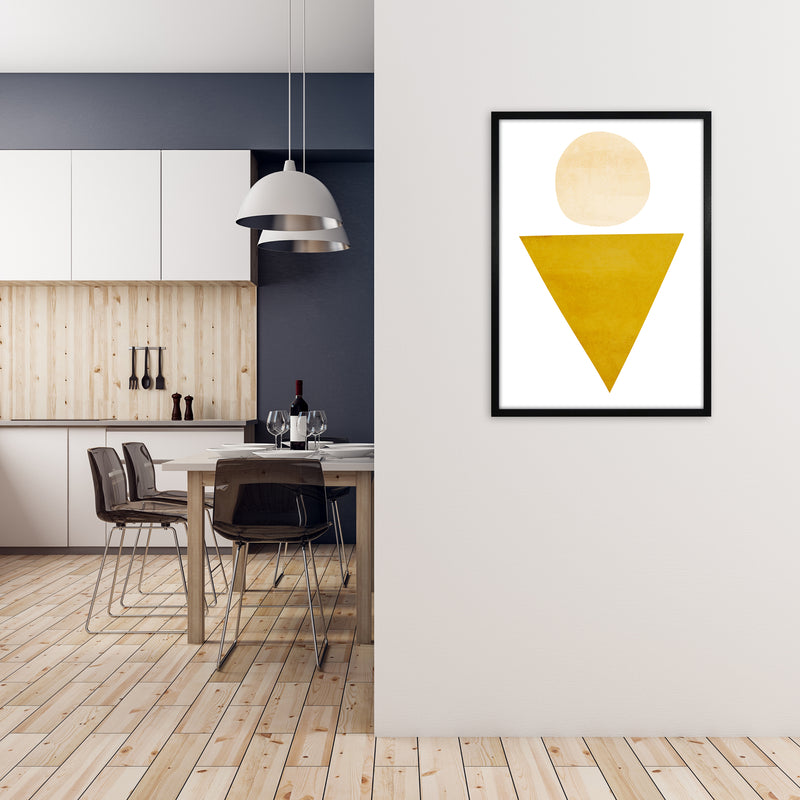 Yellow Triangle and Circle Original A1 White Frame