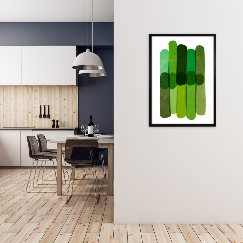 Green Abstract Wall Art Prints A1 White Frame
