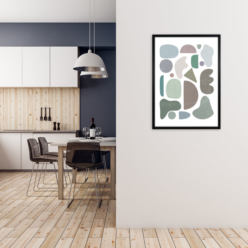 Abstract Terrazzo Shapes A A1 White Frame