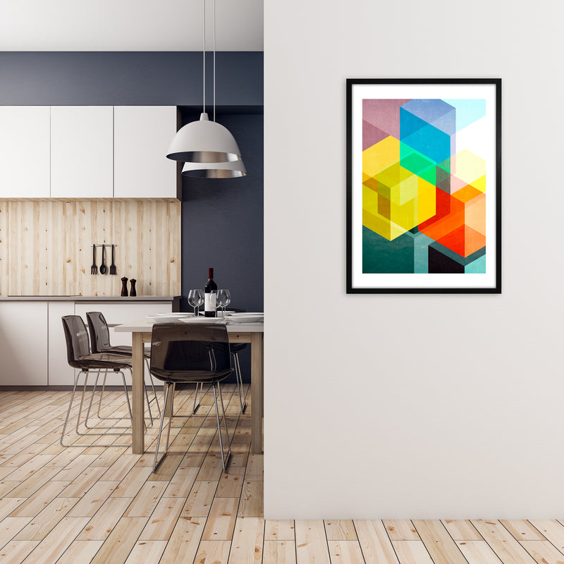 Bright Colourful Abstract Print A A1 White Frame