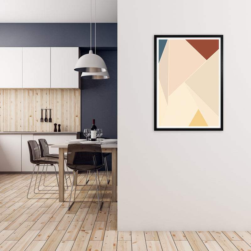 Colour Block Mid Century Art Print B A1 White Frame