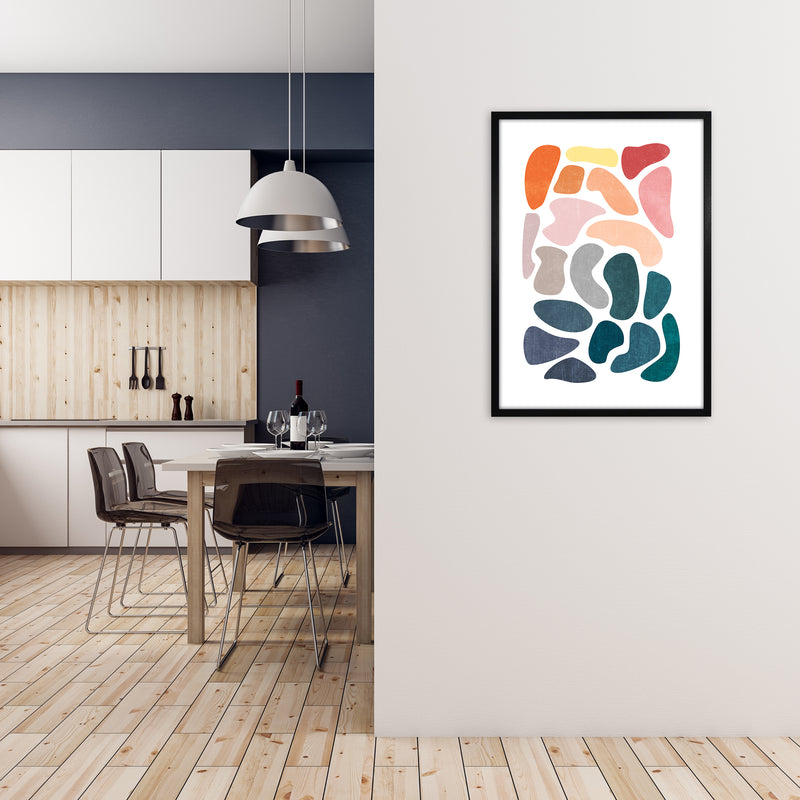 Colourful Abstract Shapes Print B A1 White Frame