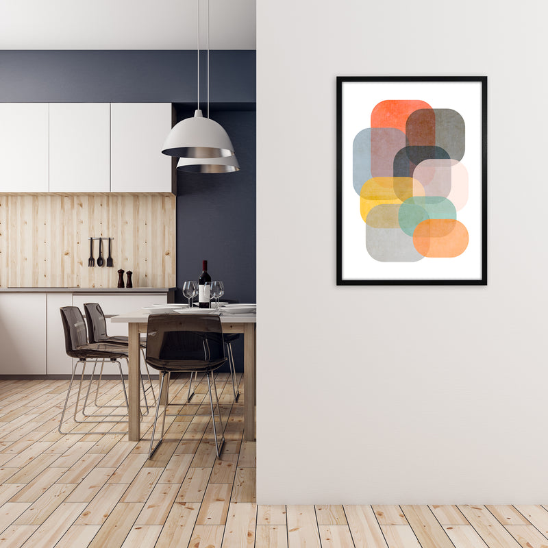 Colourful Abstract Shapes Wall Art A A1 White Frame