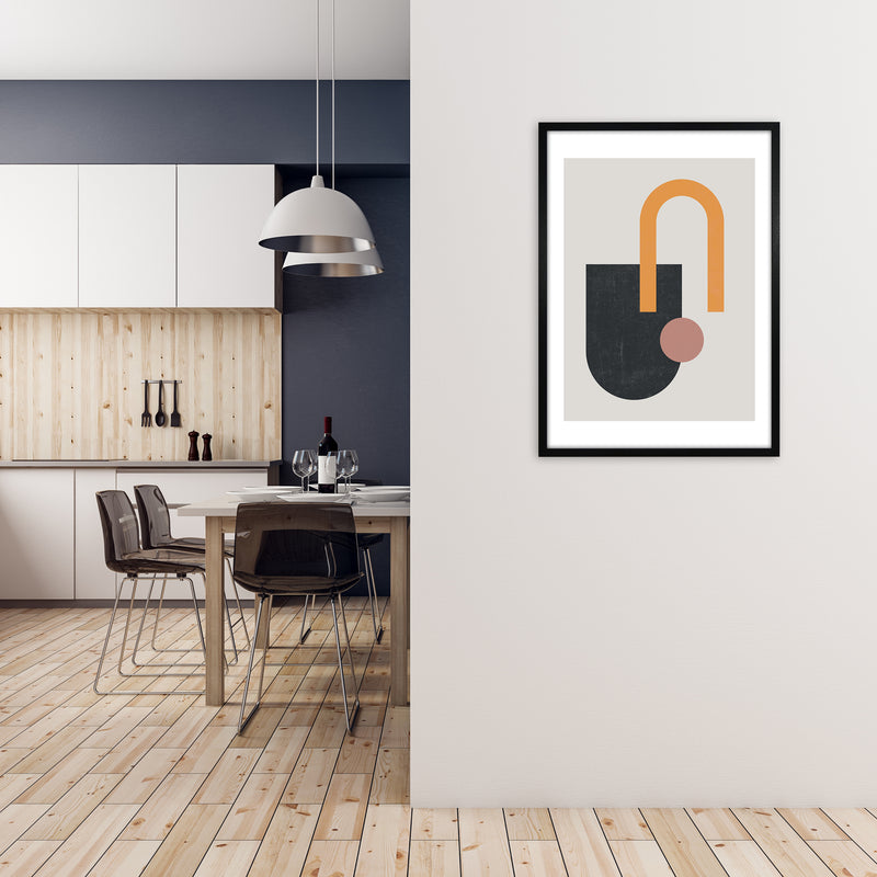 Mid Century Shapes Wall Art Print A A1 White Frame