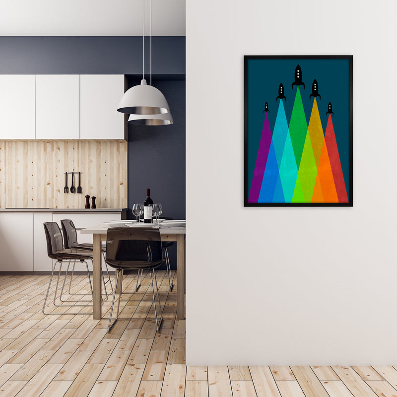 Rainbow and Navy Rocket B A1 White Frame