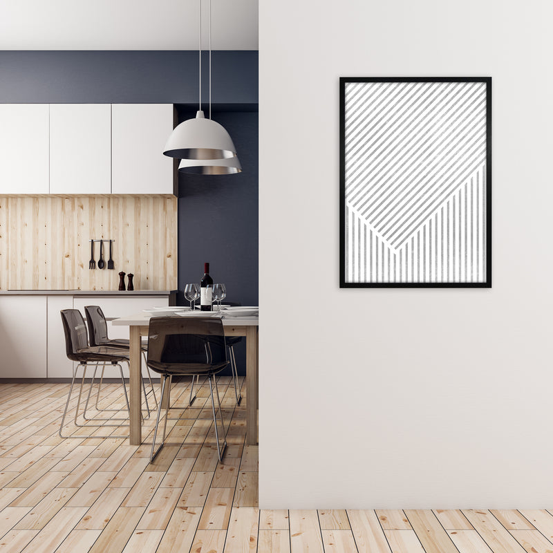 Mid Century Texture Lines A A1 White Frame
