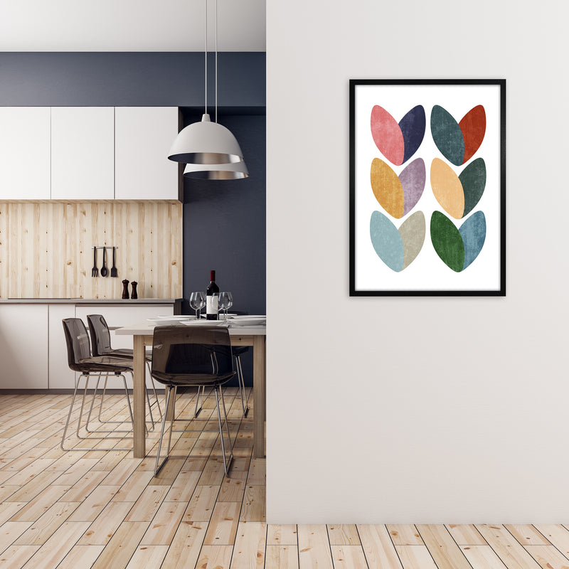 Scandinavian Hearts Wall Art Print C A1 White Frame