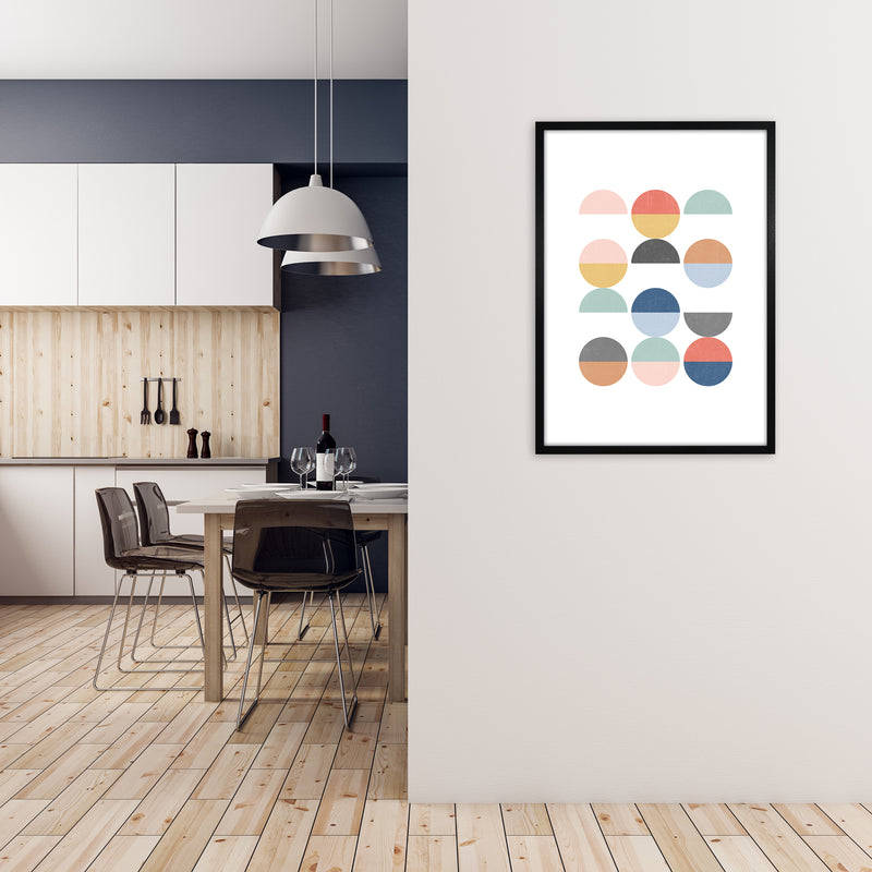 Simple Circles with Texture B A1 White Frame