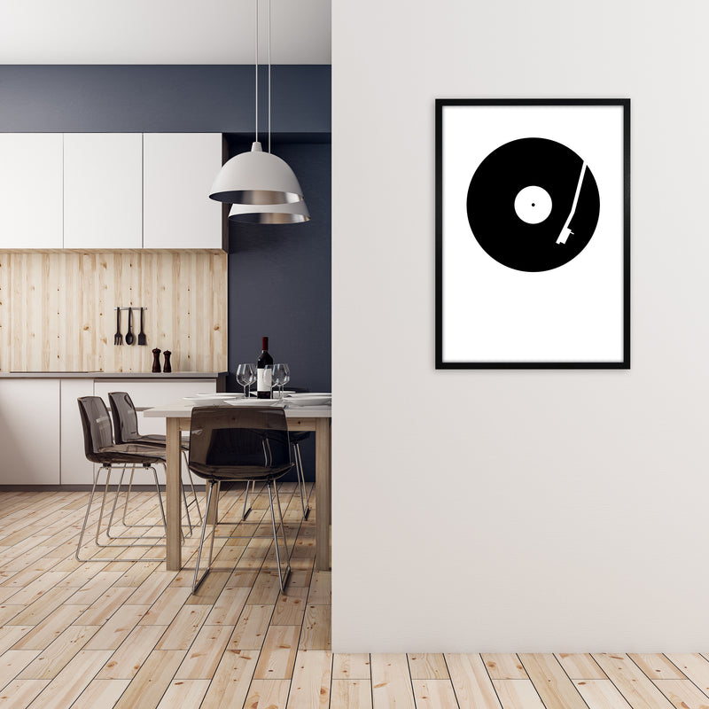 Black and White Abstract Vinyl A1 White Frame
