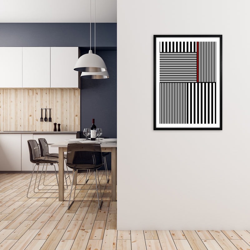 Black and White Stripes with A1 White Frame