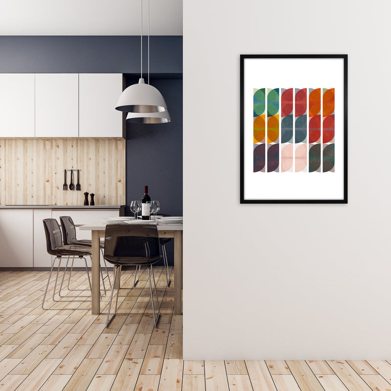Mid Century Colourful Abstract Art Print A A1 White Frame