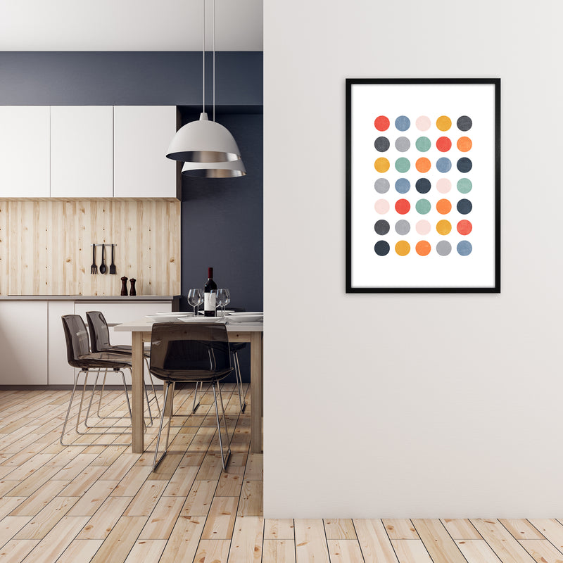 Scandi Dots Texture Print Original A1 White Frame