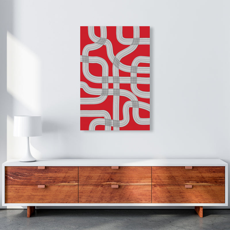 Red Black and White Abstract A1 Canvas