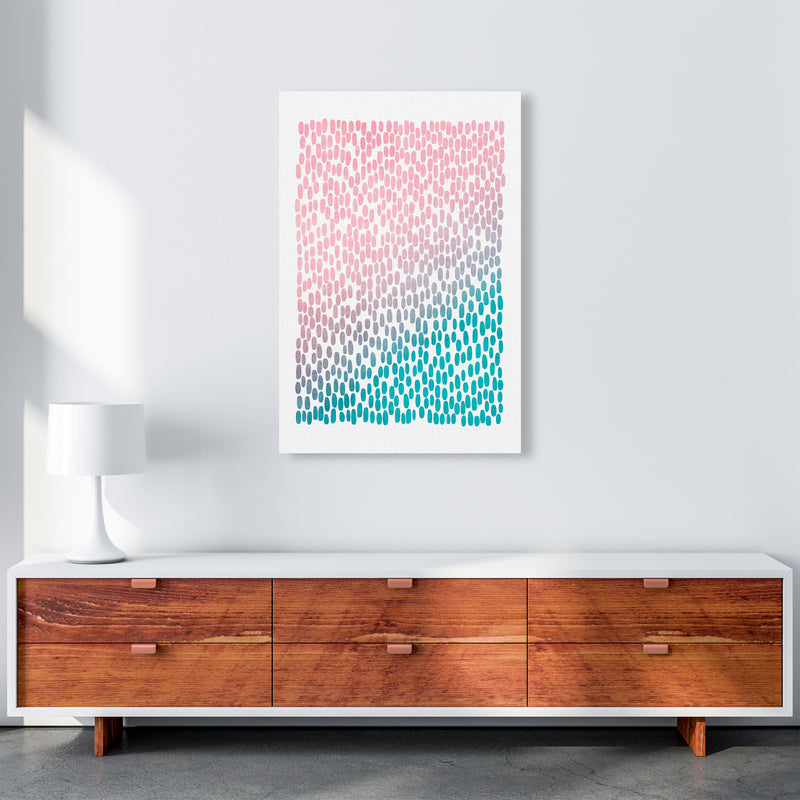 Pink and Blue Abstract Dots A1 Canvas