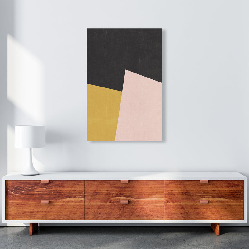 Yellow Pink and Black Abstract A1 Canvas