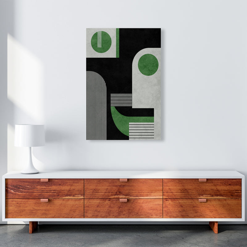 Mid Century Green Black Block Prints Set of 2 B A1 Canvas