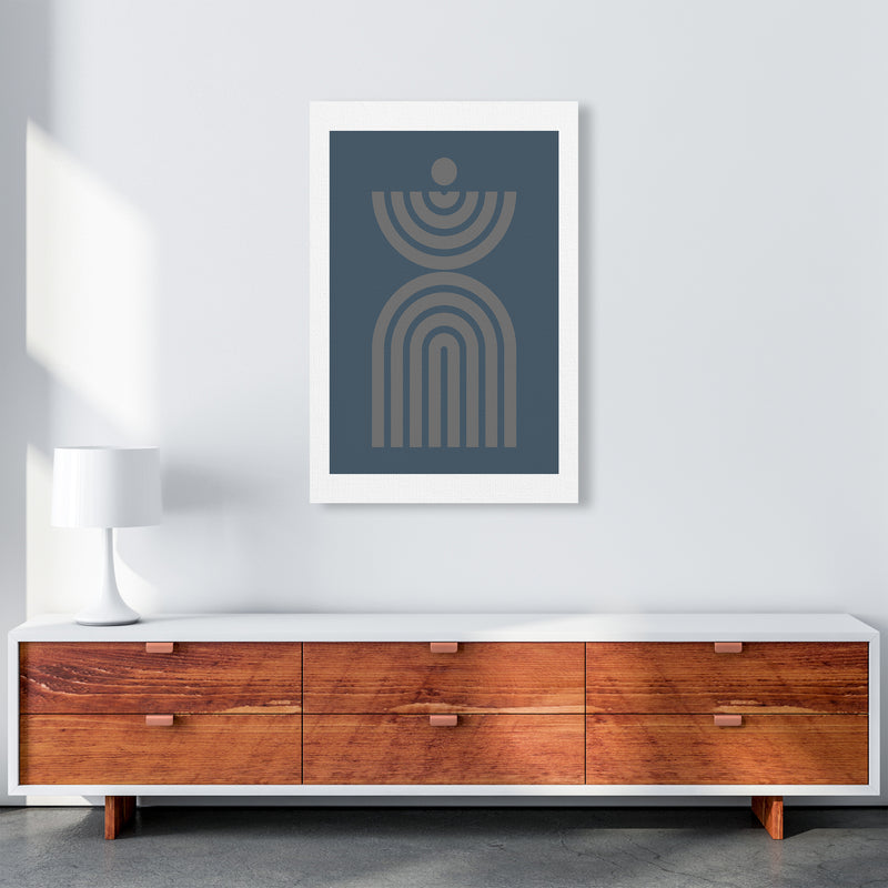 Mid Century Grey and Blue Wall Art Prints C A1 Canvas