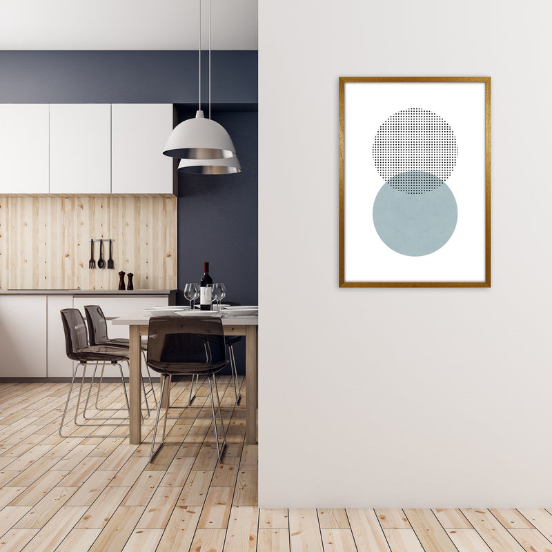 Blue and Black Abstract Circles A1 Print Only