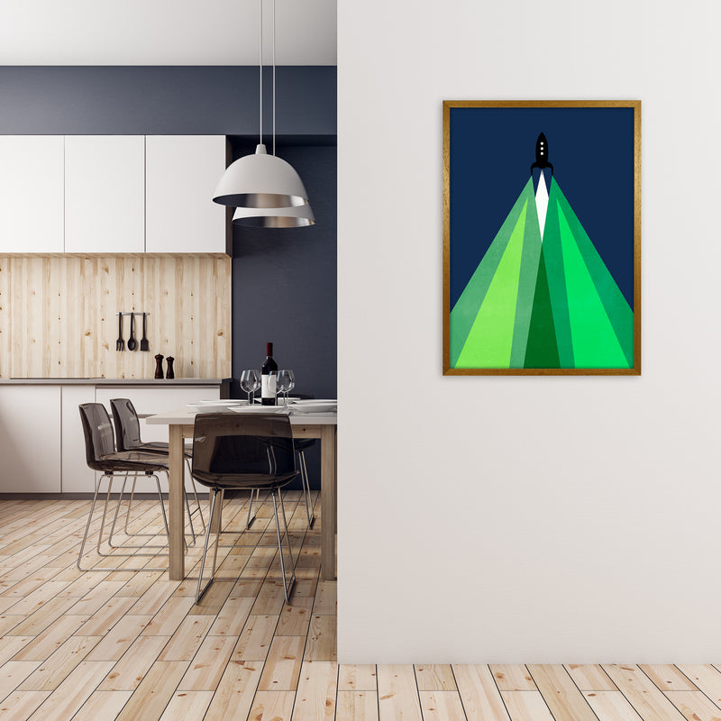 Green and Blue Kids Rocket A1 Print Only