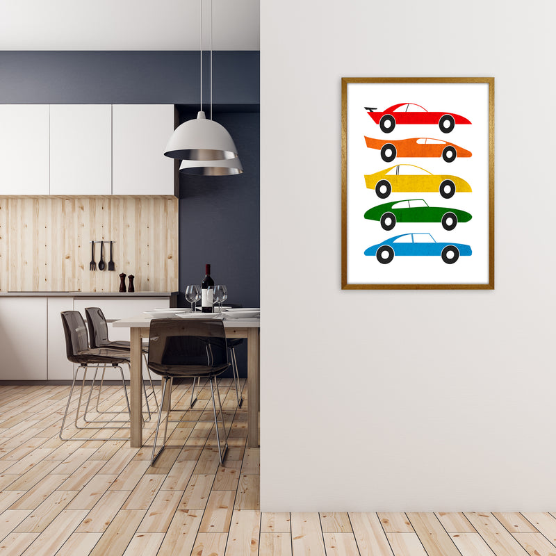 Mid Century Cars on White A1 Print Only
