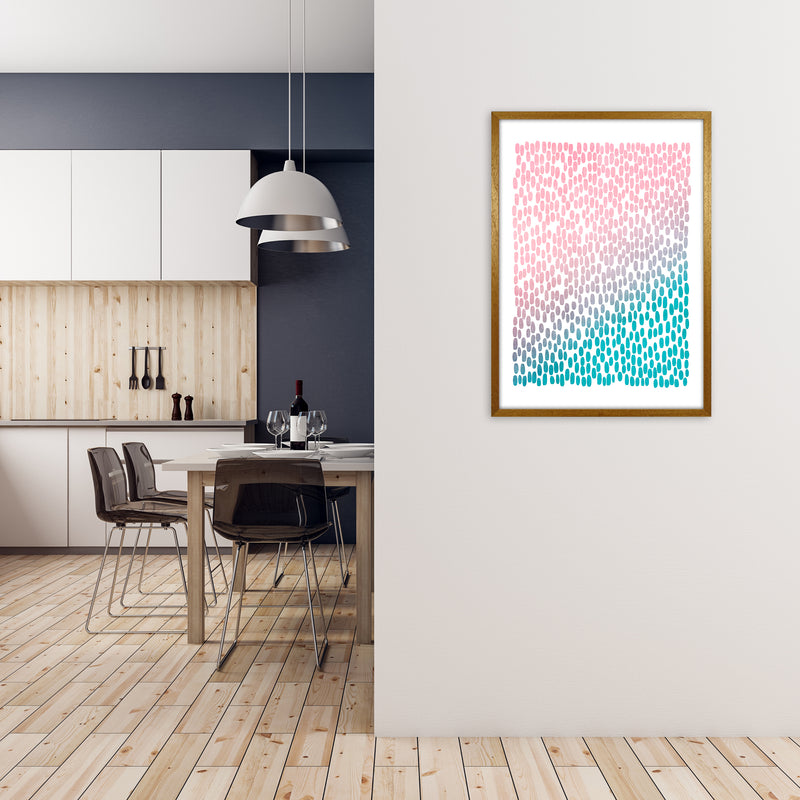 Pink and Blue Abstract Dots A1 Print Only