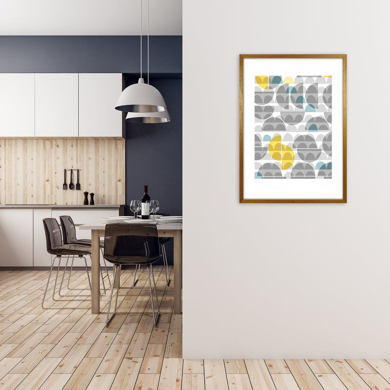 Geometric Grey and Yellow A Original A1 Print Only