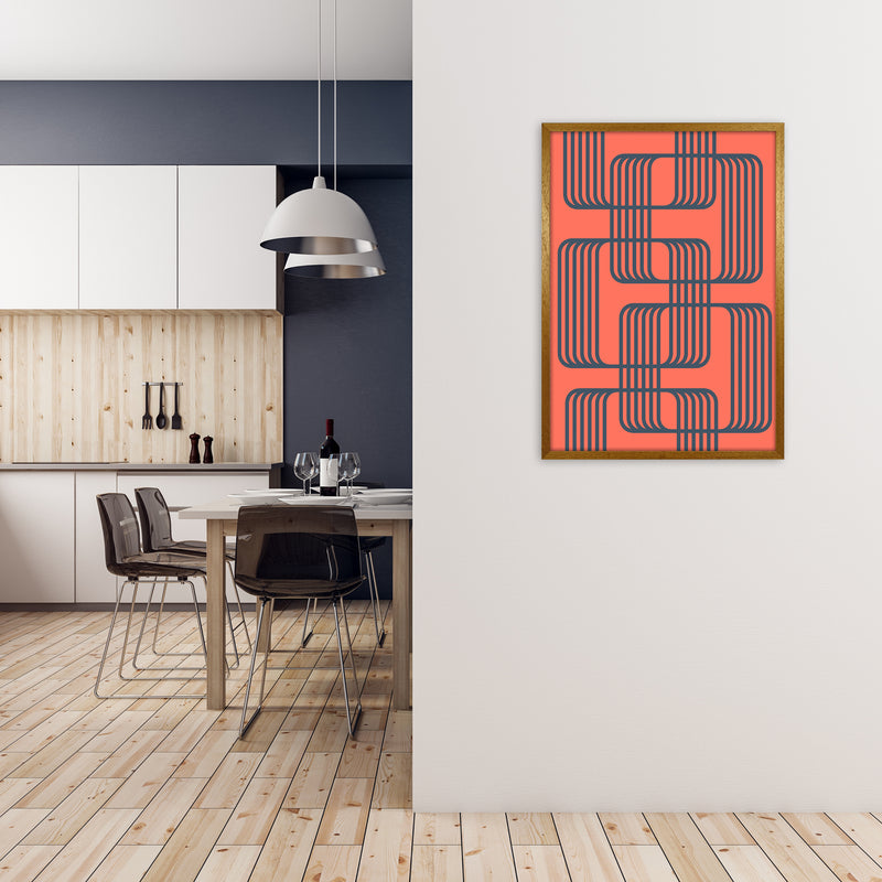 Blue and Red Geometric Wall Art Print B A1 Print Only